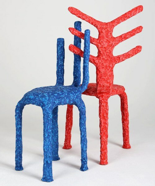 junmyung song pulverizes discarded sawdust into whimsical chairs